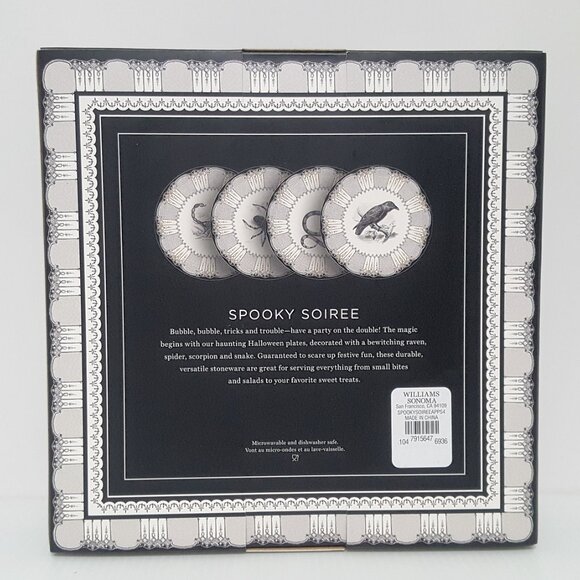 NEW Williams Sonoma Mixed Set of 4 Spooky Soiree Appetizer Plates Halloween - Picture 9 of 9